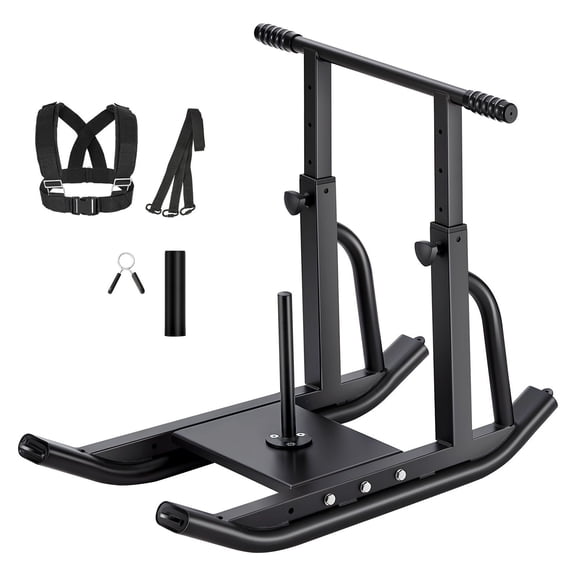 Weight Sled, Steel Power Sled, Fitness Training Sleds for Athletic Exercise Speed Improvement, Workout Equipment with Adjustable Height Handle, Compatible with 1/2 in Weight Plates, Black