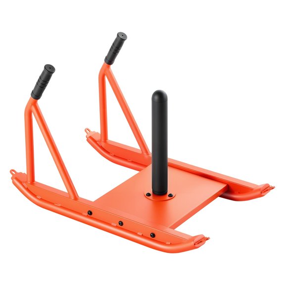 Steel Power Sled for Strength Training, Athletic Speed Sled with Handle for Weight Plates, Fitness Workout Equipment, Orange