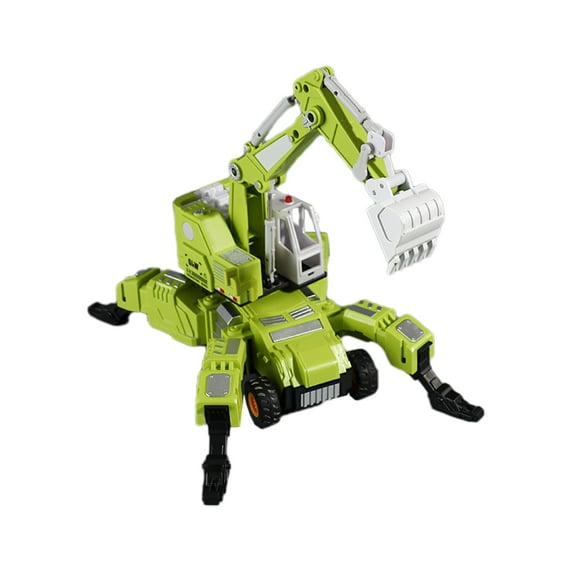 Steel Power Transformable Engineering Vehicle with Long Crane Liftable Excavator Model for Creative Construction Play
