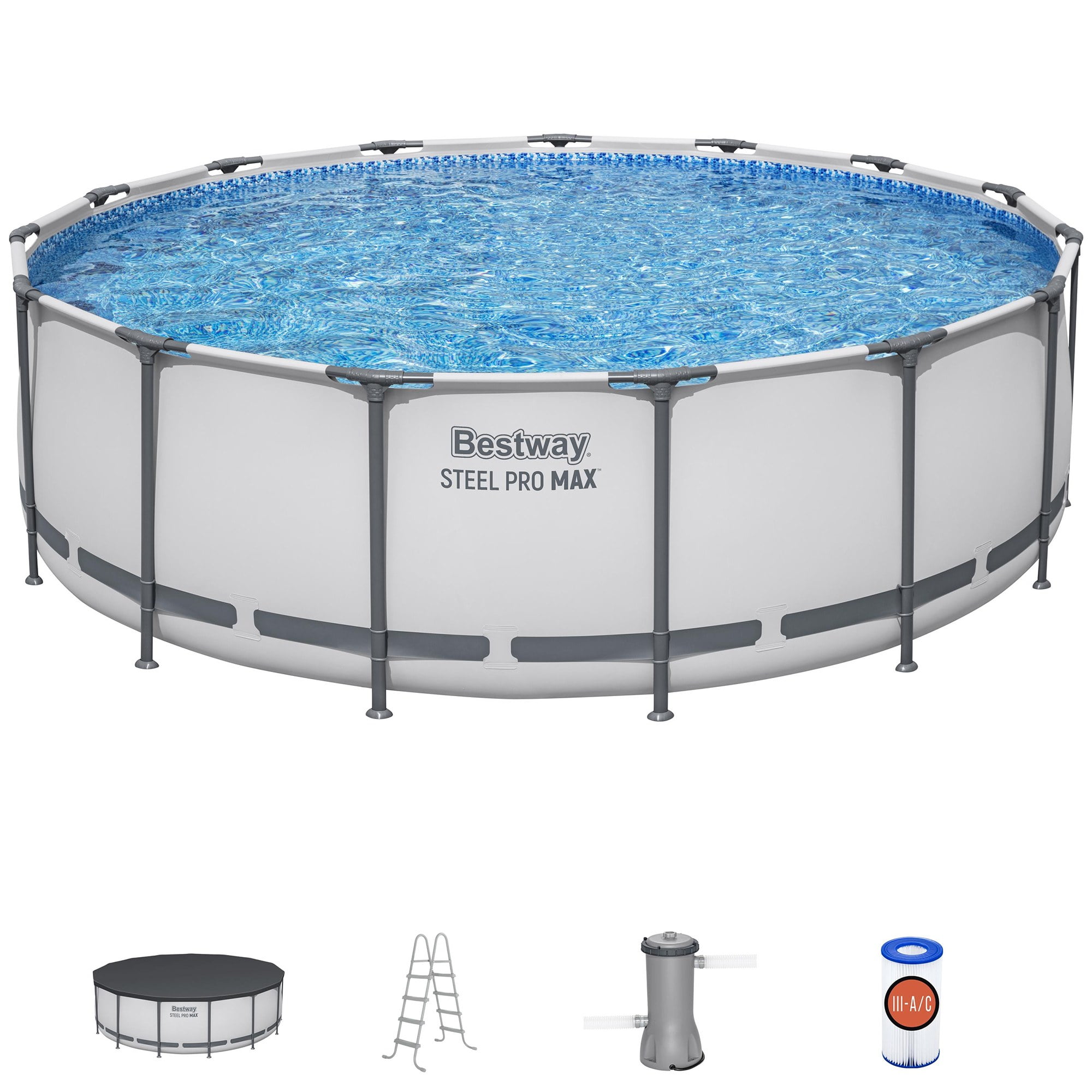 BESTWAY Steel Pro MAX 15' x 48" Prismatic Stone Above Ground Pool Set