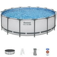 thumbnail image 1 of Bestway Steel Pro MAX 15' x 48" Prismatic Stone Pool Set| Durable Construction, Easy Assembly, and All-Inclusive Accessories - above ground pool set with filter pump, ladder, and pool cover, 1 of 10