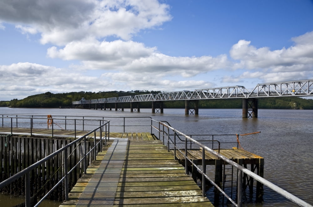 Steel Railway Bridge over the River barrow to Great Island Power Station (Longest Bridge in Southern Ireland) County Wexford Ireland Canvas Art - Panoramic Images (9 x 27)