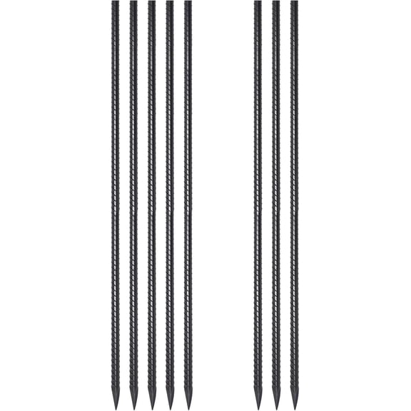 Steel Rebar Stakes 48 Inch 1/2 Inch Diameter 8 Pack Heavy Duty Ground Spikes with Chisel Point for Garden Camping Plant Support
