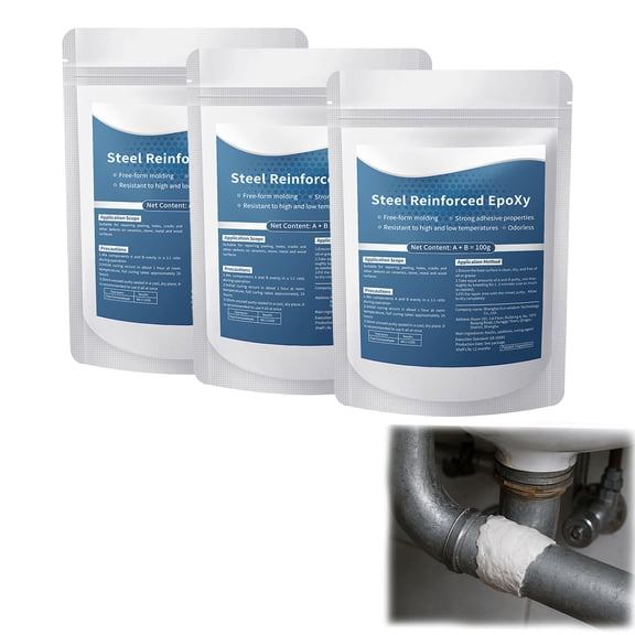 Steel Reinforced Epoxy Putty - 2-Part Filler Putty for Bonding Metal, Plastic, Ceramic, Wood & Tile