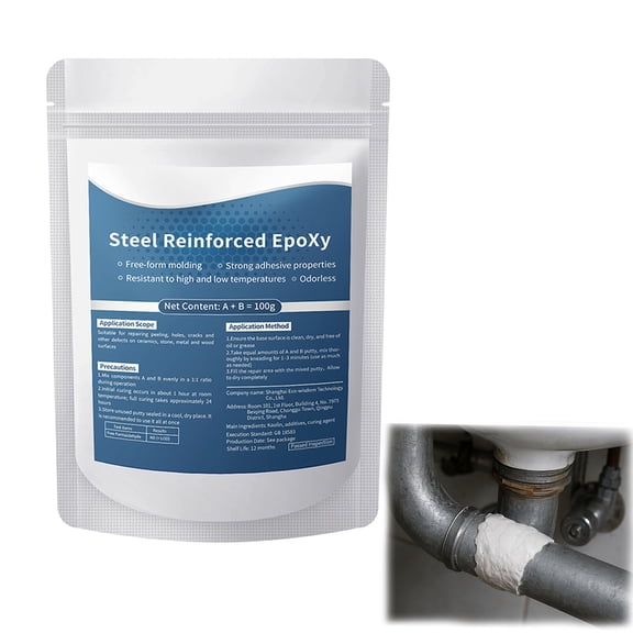 Steel Reinforced Epoxy Putty - 2-Part Filler Putty for Bonding Metal, Plastic, Ceramic, Wood & Tile
