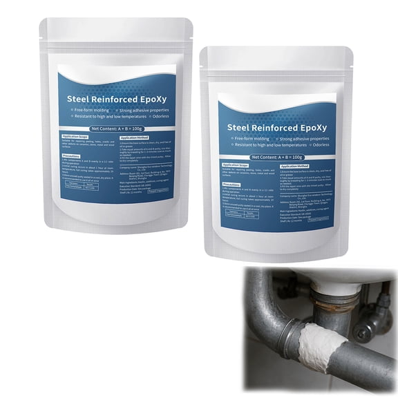 Steel Reinforced Epoxy Putty - 2-Part Filler Putty for Bonding Metal, Plastic, Ceramic, Wood & Tile