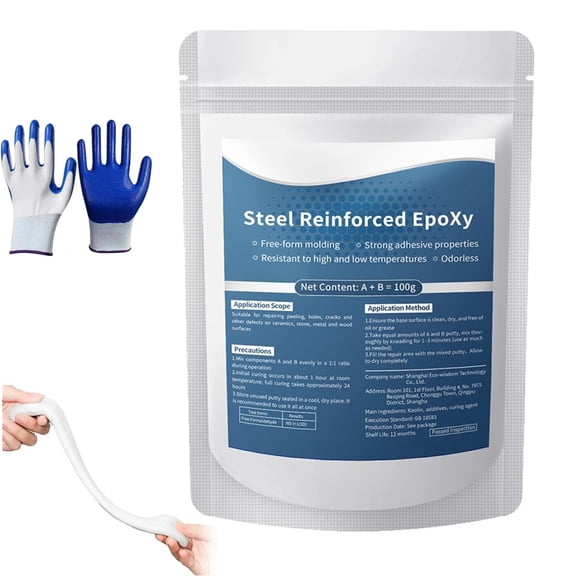 Steel Reinforced Epoxy Putty, 2-Part Repair Filler Clay for Metal Wood Ceramic Tile Plastic, Cracks Holes & Surface Repairs