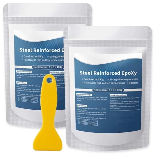 Steel Reinforced Epoxy Putty – 2 Part Waterproof Repair Putty for Metal Wood Tile Ceramic