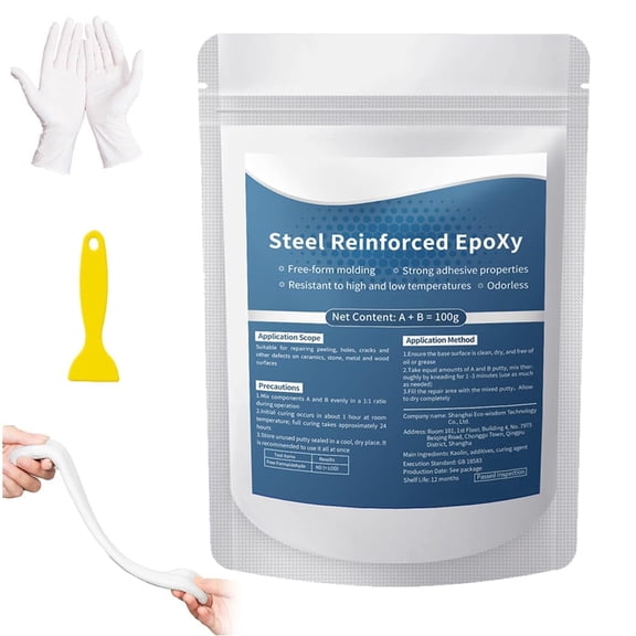 Steel Reinforced Epoxy Putty, 2026 New Epoxy Putty, Durable Metal Repair Putty for Filling Cracks and Holes, Portable Multi Surface Repair Putty for Pipe and Railing Repair