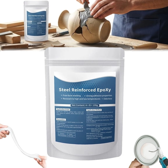 Steel Reinforced Epoxy Putty,3.52oz Waterproof Heat-Resistant Repair Kit,for Bonding Metal,Plastic,Wood