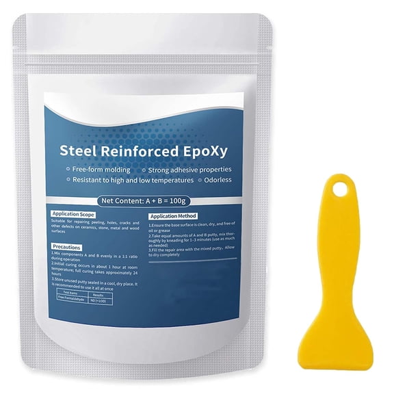 Steel Reinforced Epoxy Putty, Epoxy Putty Repair Clay, 2 Part Waterproof Repair Kit, Heat Resistant Bonding Compound for Metal Wood Tile Ceramic and Household Repairs