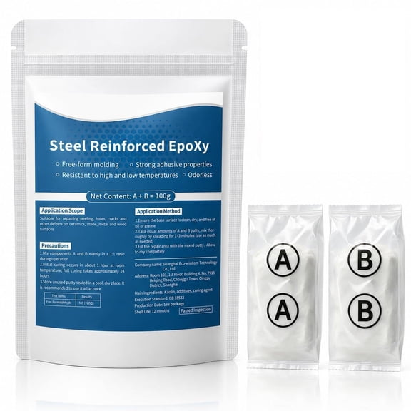Steel Reinforced Epoxy Putty, Fast Repair AB Epoxy Clay for Metal, Wood & Tile, Strong Bonding for Home & Auto Repairs