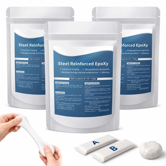 Steel Reinforced Epoxy Putty, Fast Repair Two-Part Epoxy Clay for Metal, Wood, Plastic, Tile and Ceramic Bonding and Repair