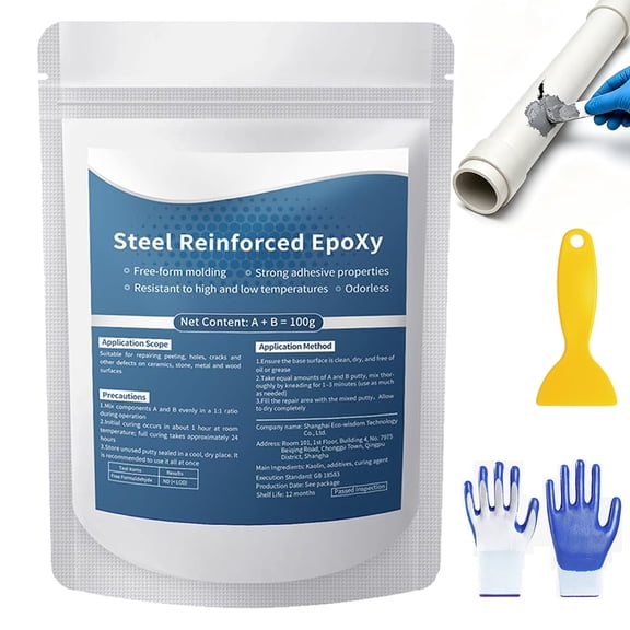 Steel Reinforced Epoxy Putty, High-Strength Multi-Purpose Repair Clay, Strong Adhesion for Bonding Plastic Metal Ceramic Wood Tile Glass