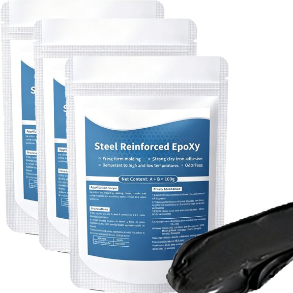 Steel Reinforced Epoxy Putty – High Strength Waterproof Heat-Resistant 2-Part Repair Clay for Metal, Wood, Tile & Ceramic