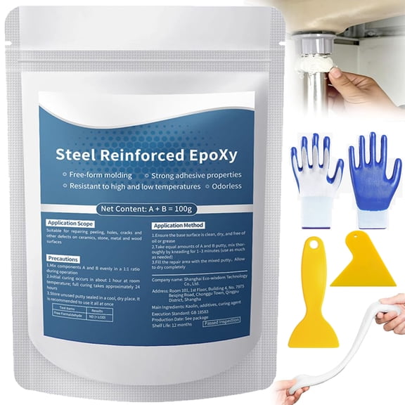 Steel Reinforced Epoxy Putty, Long-Lasting Waterproof Shield, 3.53oz Fast Repair Clay for Filling Cracks Holes and Surface Repairs
