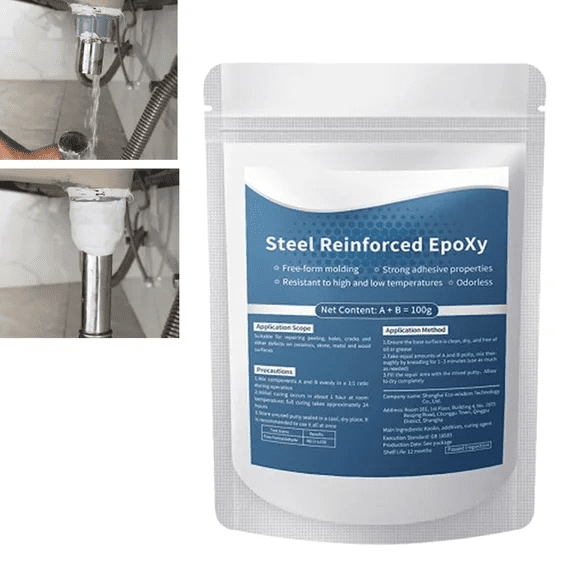 Steel Reinforced Epoxy Putty, Portable Multi Surface Repair Putty for Pipe and Railing Repair, for Metal Wood Tile Ceramics