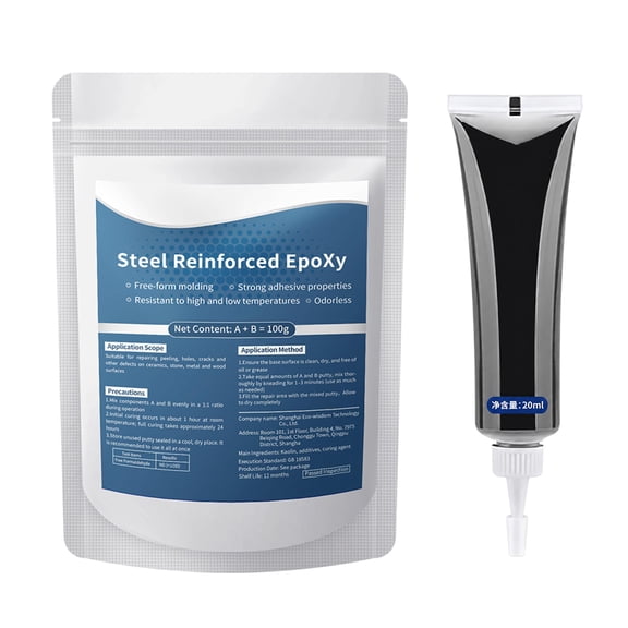 Steel Reinforced Epoxy Putty, Strong Clay Iron Adhesive, Waterproof Heat-Resistant Two-Part Repair Putty Stick, Moldable Metal Repair Filler