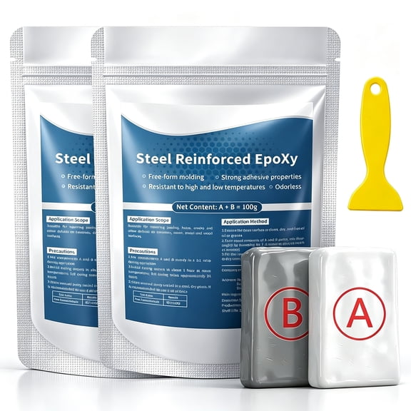 Steel Reinforced Epoxy Putty, Waterproof Heat-Resistant Epoxy Putty Repair Kit, Strong Clay Iron Adhesive for Bonding Metal, Plastic, Wood, Tiles, Ceramics