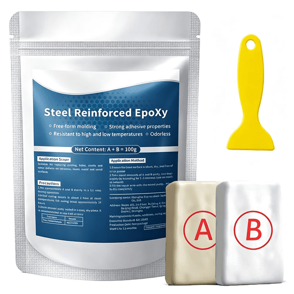 Steel Reinforced Epoxy Putty, Waterproof Heat-Resistant Epoxy Putty Repair Kit, Strong Clay Iron Adhesive, for Metal, Plastic, Wood, Tile and Ceramic Repairs