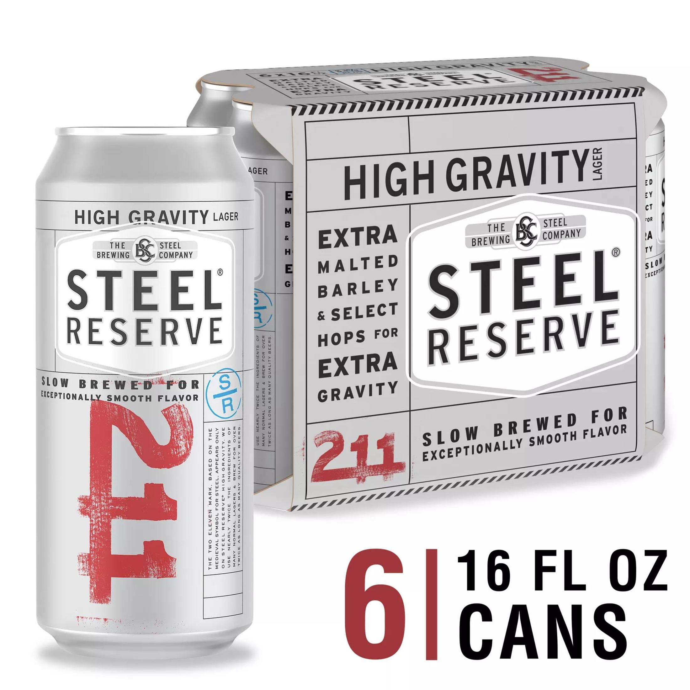 Steel Reserve High Gravity Beer, 4 Pack, 16 fl oz Aluminum Cans, 8.1% ABV, Domestic Lager