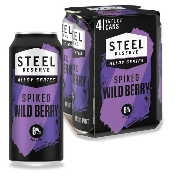 Steel Reserve Spiked Wildberry , 4 Pack, 16 fl oz Aluminum Cans, 8% ABV
