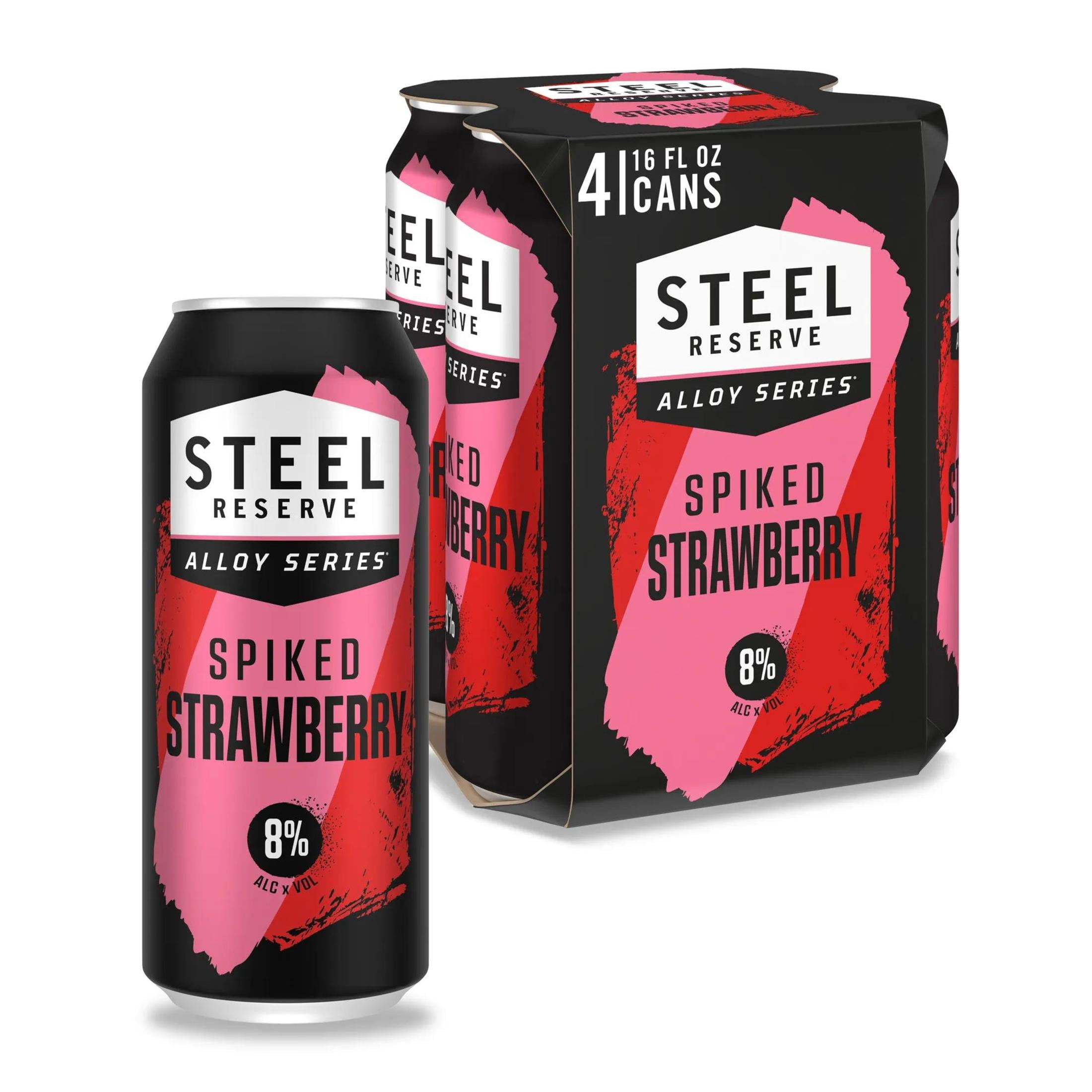 Steel Reserve Spiked Strawberry, 4 Pack, 16 fl oz Aluminum Cans, 8