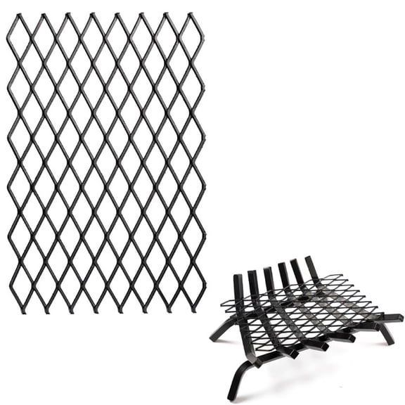 Steel Retainer Ember for Fireplace Grates 7 x 12in, Heavy Duty Solid Steel, Add Support to Fire Logs on Grate, Black