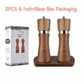 thumbnail image 1 of Steel Ring Salt Pepper Grinder Acacia Wood with Base Pepper Mill Ceramic Core Seasoning Bottle BBQ Steak Salt Spreader Grinder (6in Set WithBase), 1 of 7