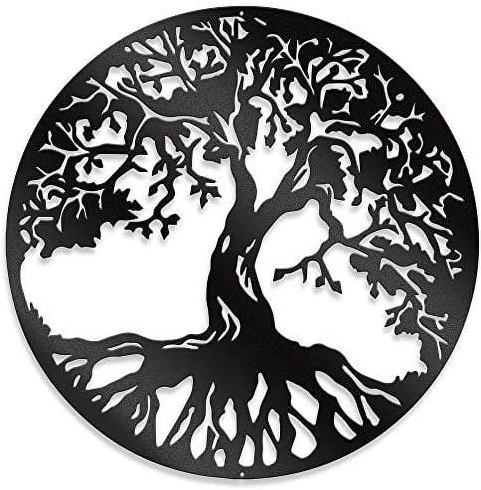 Steel Roots Decor Black Tree of Life Metal Wall Art Indoor/Outdoor