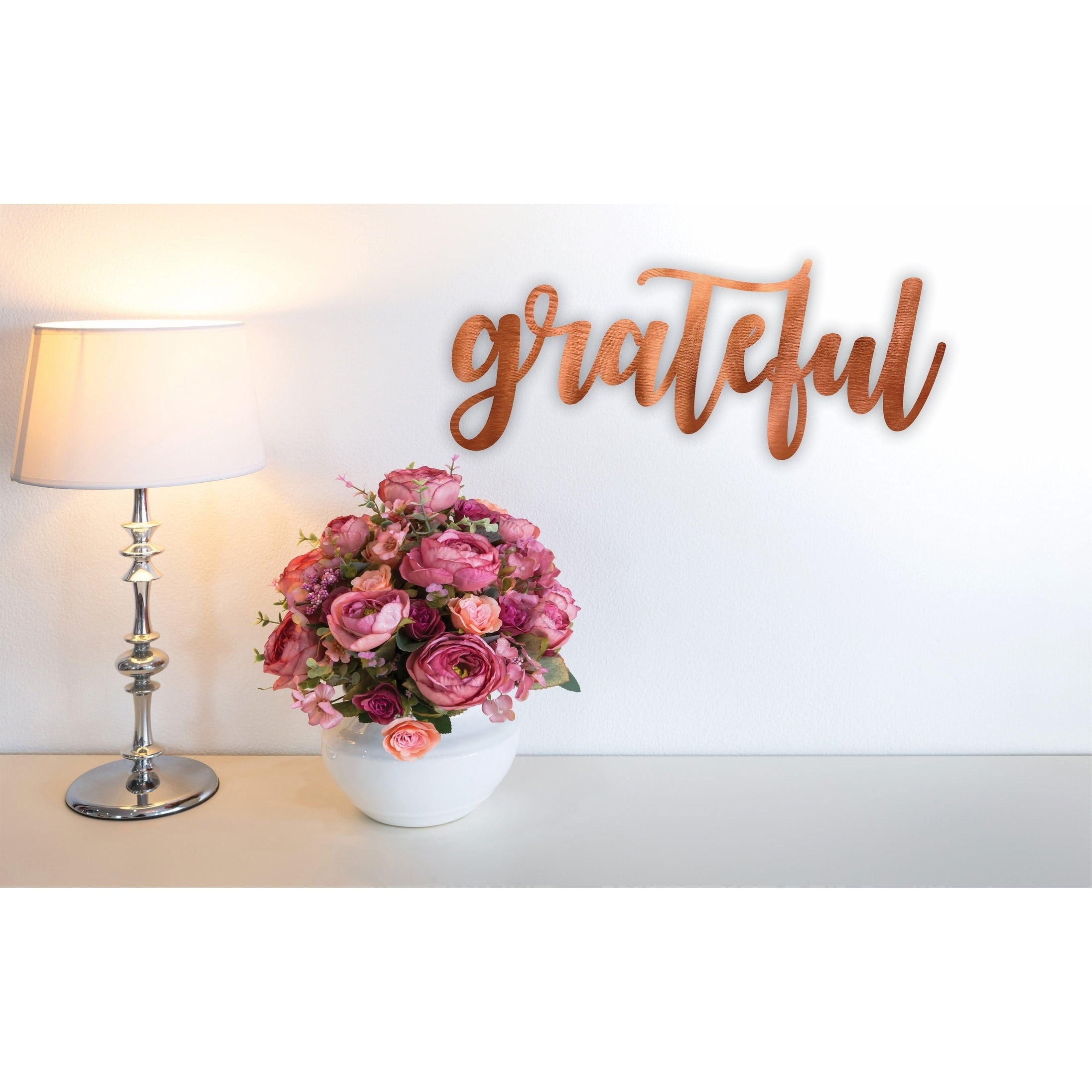 Steel Roots Grateful Cursive Steel Wall Art Gold