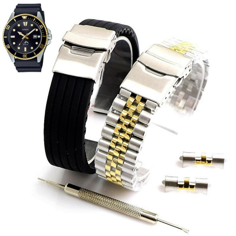 Steel Rubber Replacement Watch Band Fits Casio DURO MDV-106