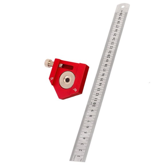 Steel Ruler Positioning Block 300mm Measuring Tool with Center Finder and Angle Scriber, Clear Scale Marking Line Gauge for Accurate Woodworking and DIY Projects, aluminum Alloy and St(A)