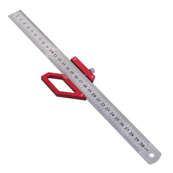 Steel Ruler Positioning Block Center Finder Angle Scriber Marking Gauge for Woodworking and DIY Projects, 300mm Aluminum Alloy and Steel Precision Measuring Tool(1set)