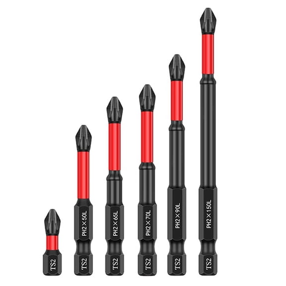 Steel S2 25-150mm Impact Screwdriver Bits Set with Magnetic Torque for Power Drill, 6 Pack
