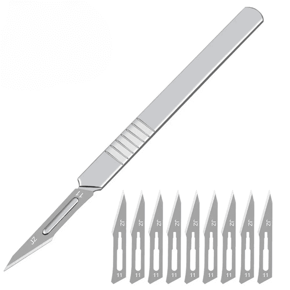 Steel Scalpel Blade #11 #23 - Non-slip Precision Crafting Knife for Detailed Engraving, Model Making, DIY Projects, and Mobile Phone PCB Repair, Includes Safety Cap and Ergonomic Handle