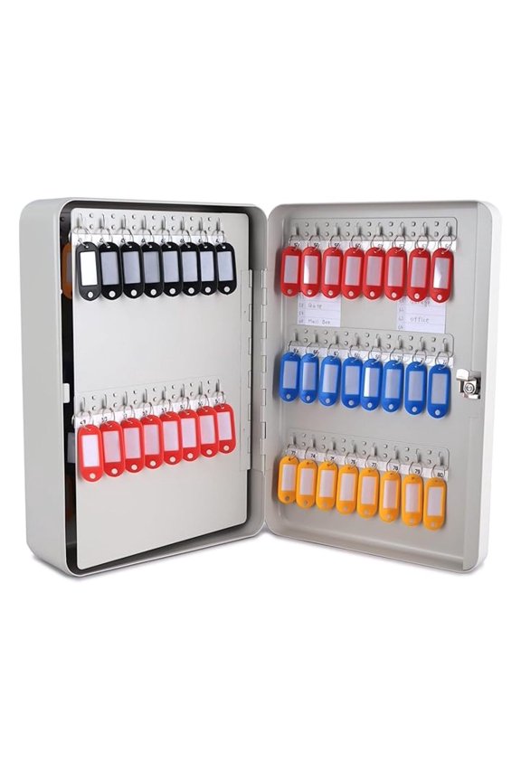 Steel Security Key Cabinet, 3.5"x9.3"x12.5",