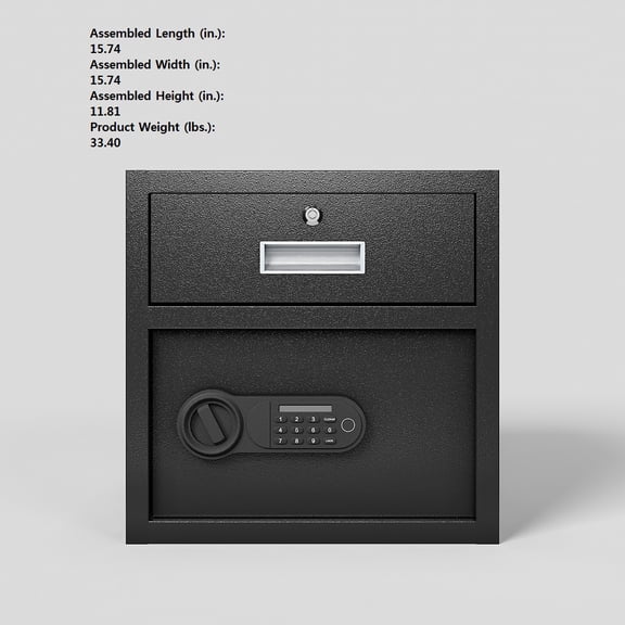 Steel Security Safe and Lock Box with Electronic Keypad - Secure Cash, Jewelry, ID Documents, Black, 1.69Cubic Feet