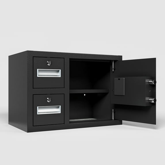 Steel Security Safe and Lock Box with Electronic Keypad - Secure Cash, Jewelry, ID Documents, Black,1.85 Cubic Feet