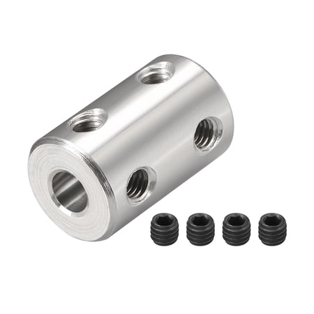 Steel Shaft Coupling 5mm to 5mm Bore L22xD14 Robot Motor Wheel Rigid Coupler Connector Silver Tone