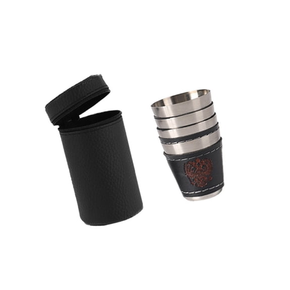 Steel Shot Glasses Practical Cover Attached Shots Glasses Functional 30/70/180ml Capacity for Socializing