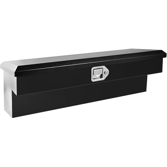 Steel Side Mount Tool Box, Truck Side Tool Box Pickup Rail Storage ToolBox with Lock Latch and Keys, Black
