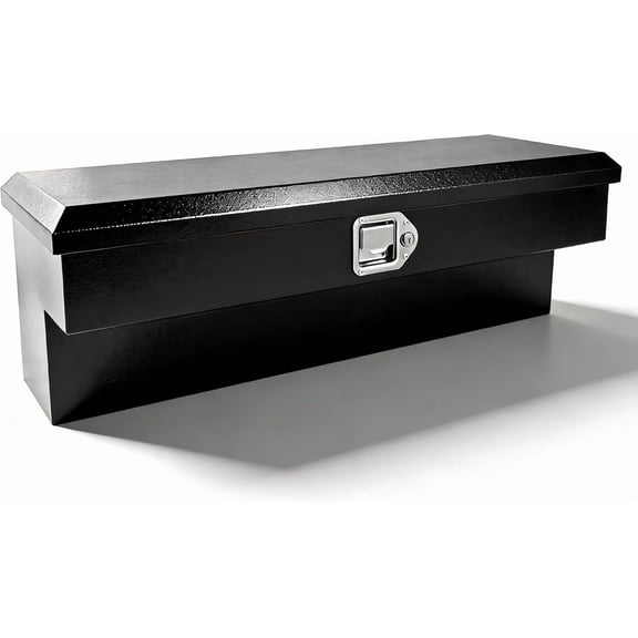 Steel Side Mount Tool Box, Truck Side Tool Box Pickup Rail Storage ToolBox with Lock Latch and Keys, Black