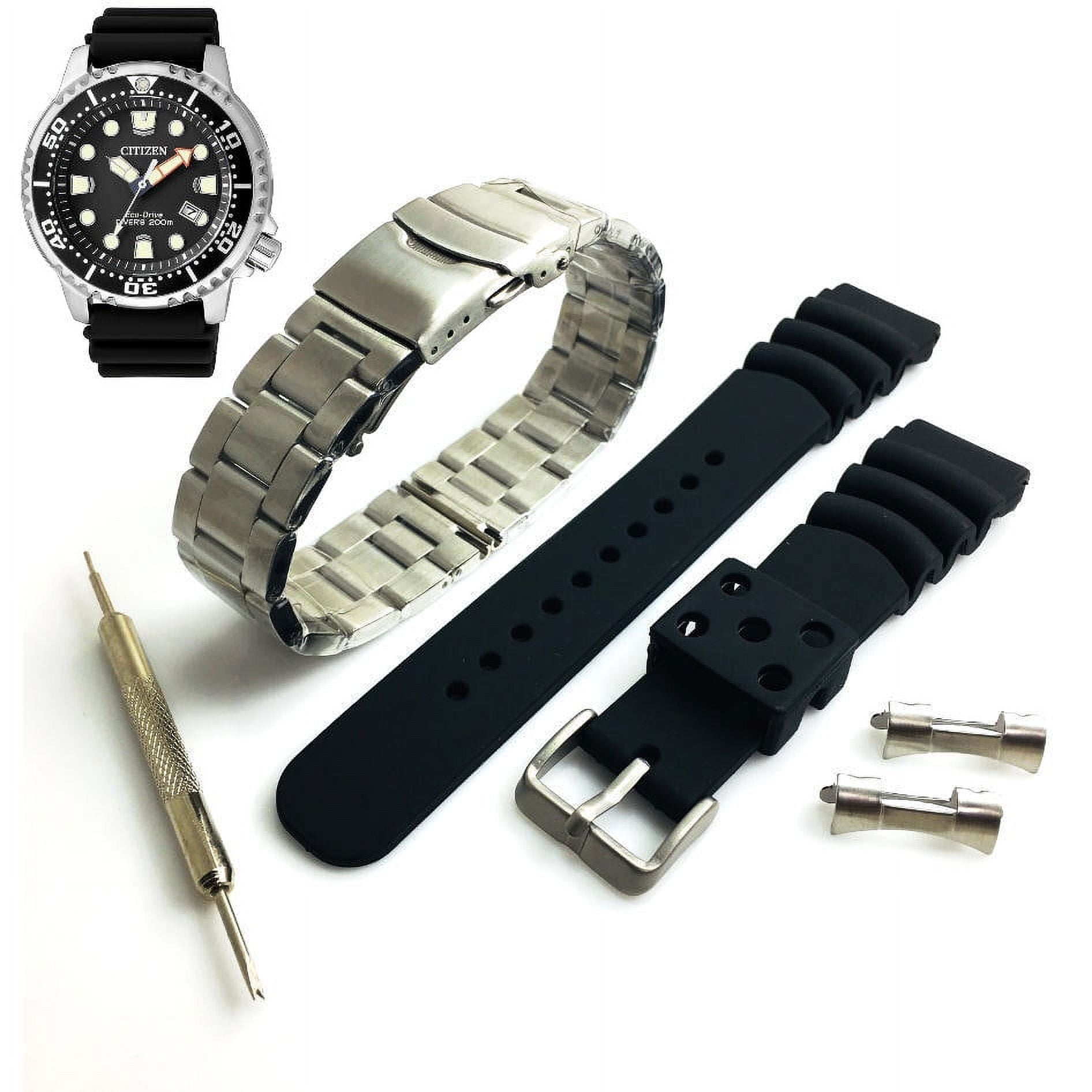 Steel & Silicone Replacement Watch Band For Citizen Dive BN0150