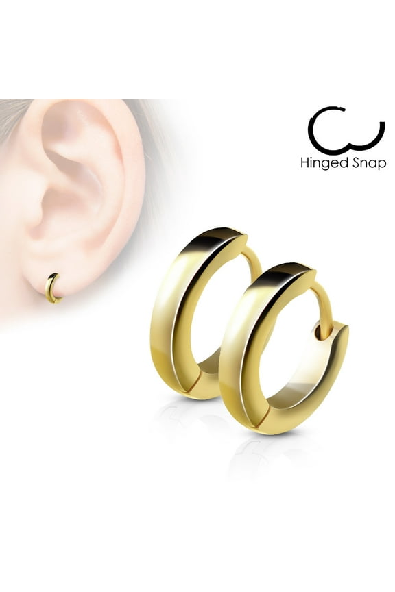 Stainless Steel Small Dome Hoop Huggie Earrings Pair 2.5 mm Wide 20 GA Men Women Earrings Gold (Choose Color)