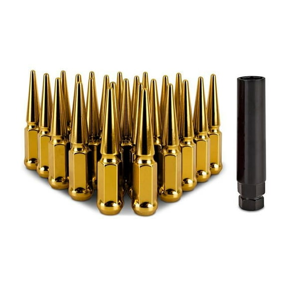 Steel Spiked Lug Nuts M12 x 1.5 Set - Gold - 24 Piece