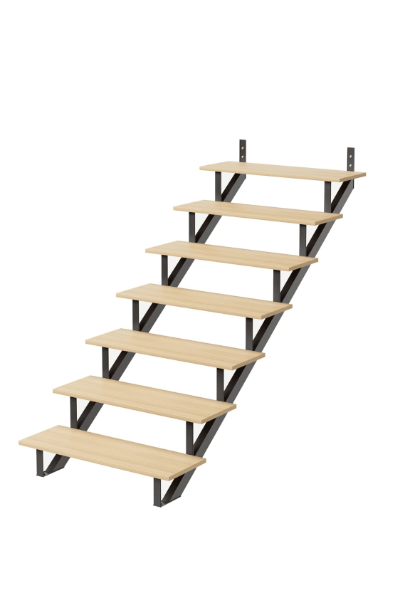 Steel Stair Riser 1-7 Step Stair Stringer for Deck Height 42.5in,MAX Load Capacity:500lbs,2pcs