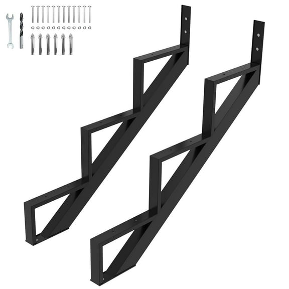 Steel Stair Riser-2 Pack, 3 Step Stringers for Deck, Sturdy Steel Stringer for Outdoor Steps