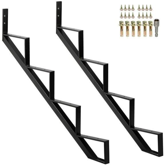 Steel Stair Step Riser 2 Pack, 4-Step Steel Stair Stringer, One Step Stair Stringer for Outdoor Steps and Outdoor Stairs