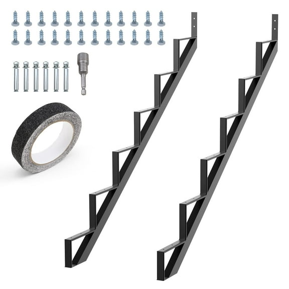 Steel Stair Step Riser -6 Step for Deck Height 49.4 Inches Metal Stair Stringer Step Stringer Support Connector Frame Hanger Bracket